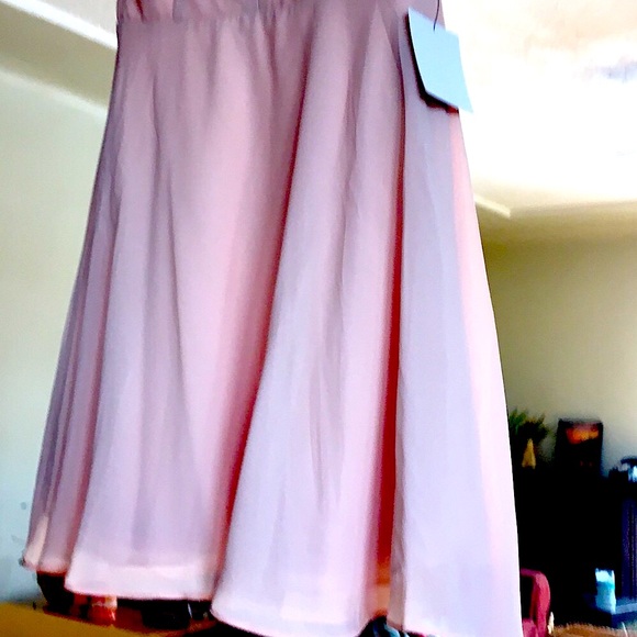 Lulus Light Pink Blush Spaghetti Strap lace embellished skater flow skirt Dress - Picture 9 of 10